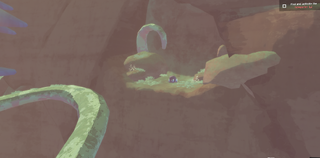 1. Placed within a cliff on the outer edges of the map, directly behind the tallest flower looming over part of the map